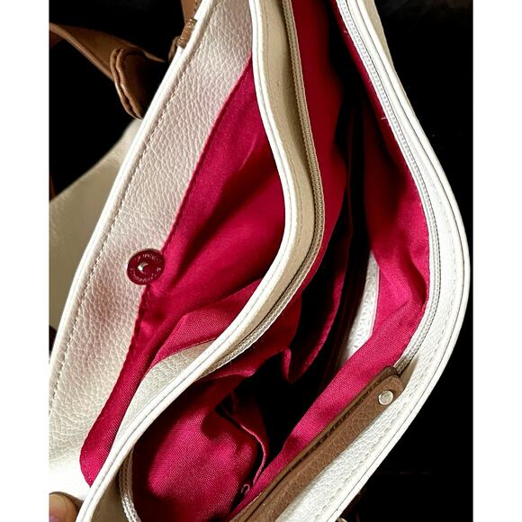 VTG Stone Mountain White Leather Shoulder Bag with Adjustable Strap - Picture 8 of 11